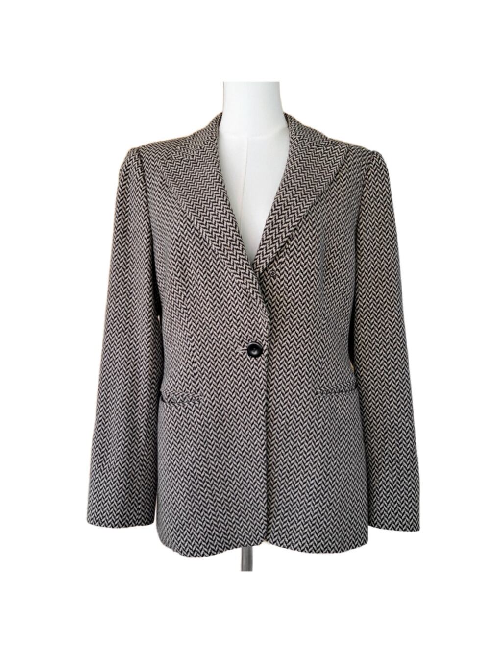 Giorgio Armani Borgo 21 Wool Cashmere Herringbone Blazer Jacket IT 48 Fits 8/10